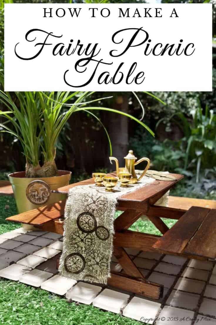 How to make your very own fairy picnic table in 30 minutes #fairygarden #fairypicnic #acraftymix #30minutecrafts #fairytable #fairygardenDIY