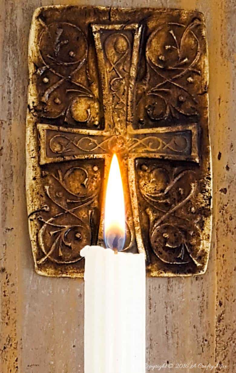 I'm plumb crazy about these candle holders. They're made from plumbing bits and are super easy to make. #PipeCandleHolders #ACraftyMix #EasyDecor #UpcycledDecor