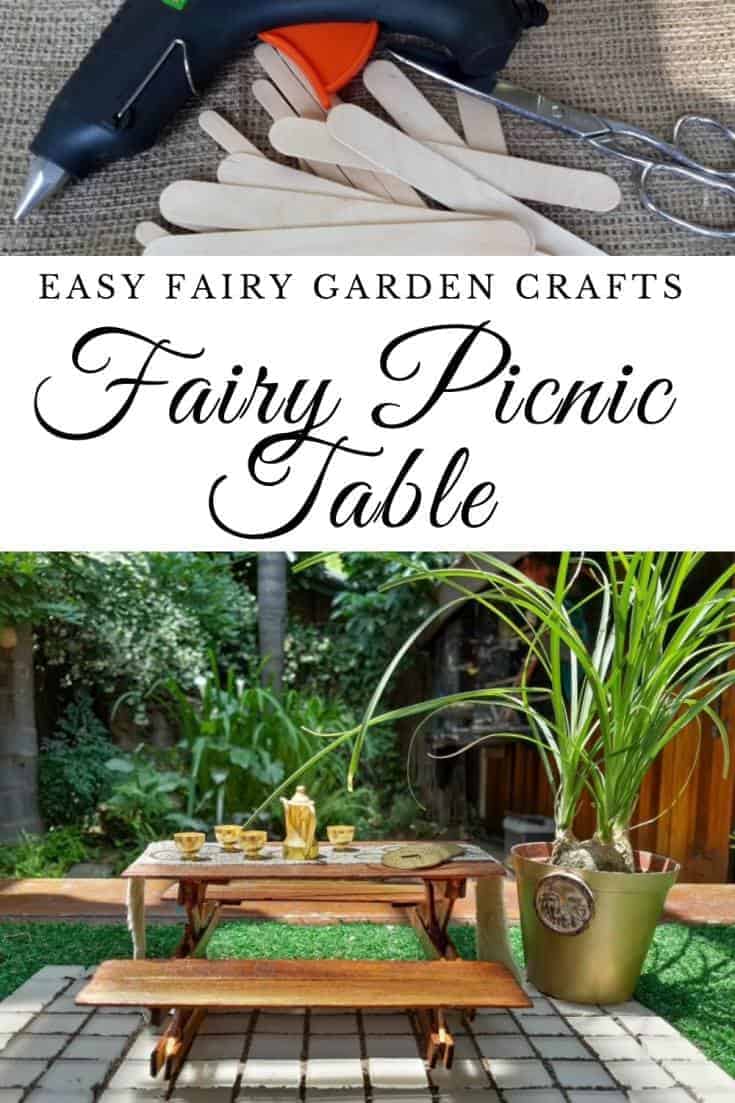 How to make your very own fairy picnic table in 30 minutes #fairygarden #fairypicnic #acraftymix #30minutecrafts #fairytable #fairygardenDIY