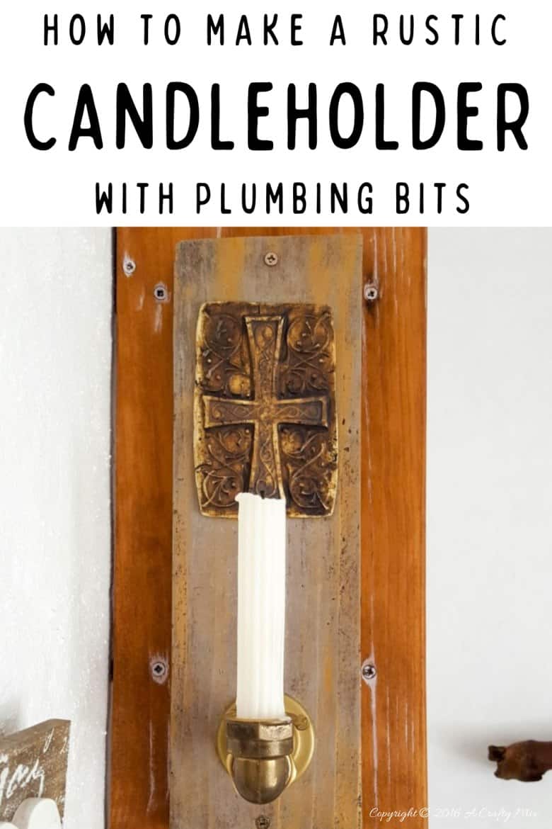 I'm plumb crazy about these candle holders. They're made from plumbing bits and are super easy to make. #PipeCandleHolders #ACraftyMix #EasyDecor #UpcycledDecor