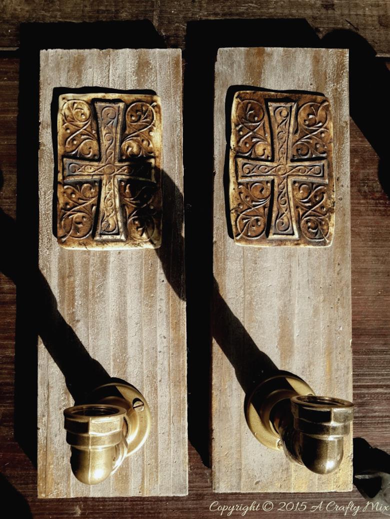 Glue clay tiles or other decorative bits onto the wood