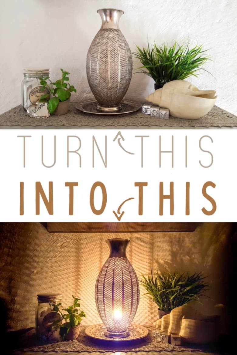 How to turn an inexpensive metal urn into a beautiful Moroccan styled night light. Easy to follow tutorial #ACraftyMix