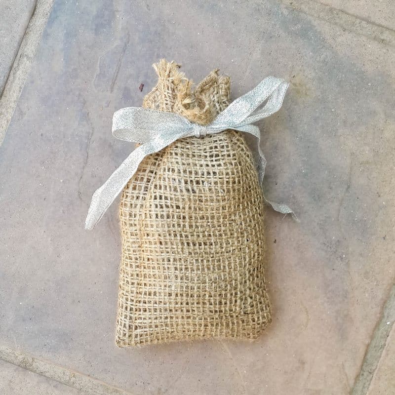 Small hessian bag to hold the tic tac toe pieces