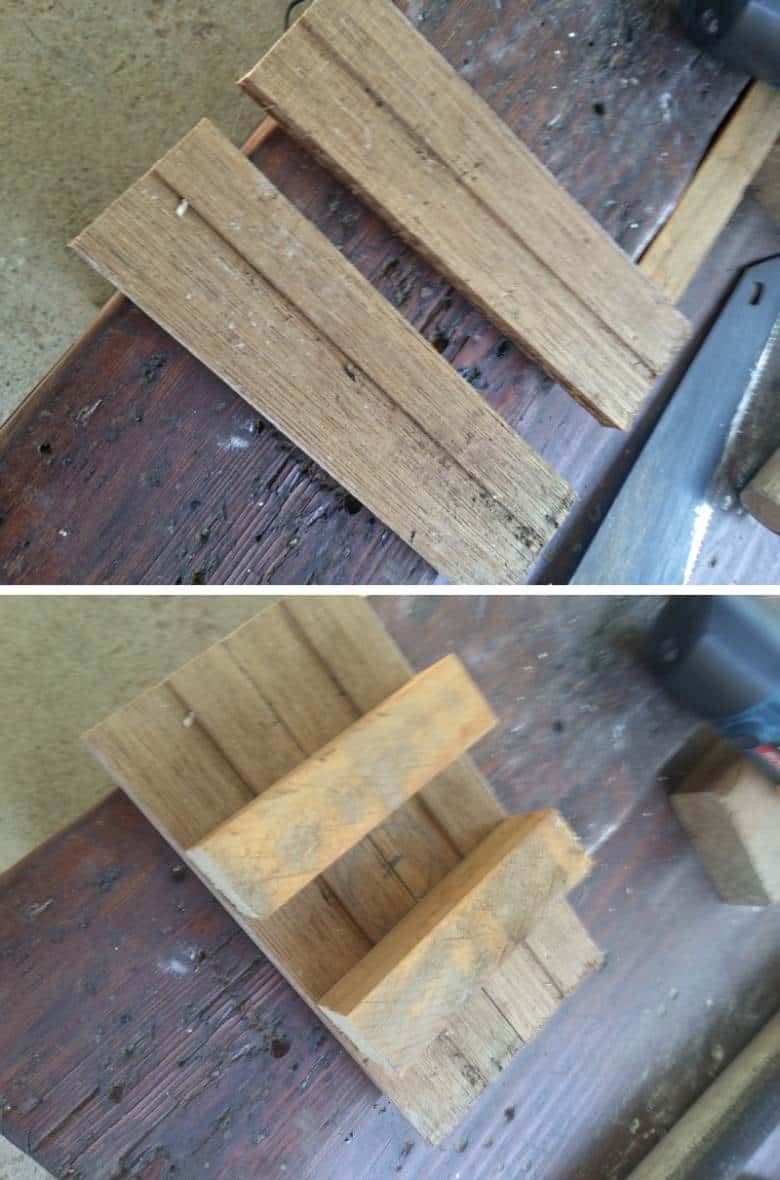 The platform is made from scrap wood