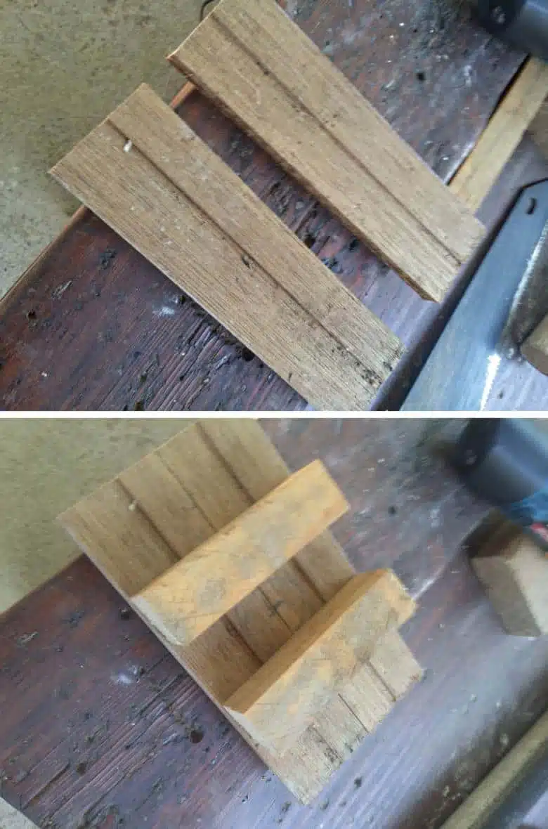 The platform is made from scrap wood