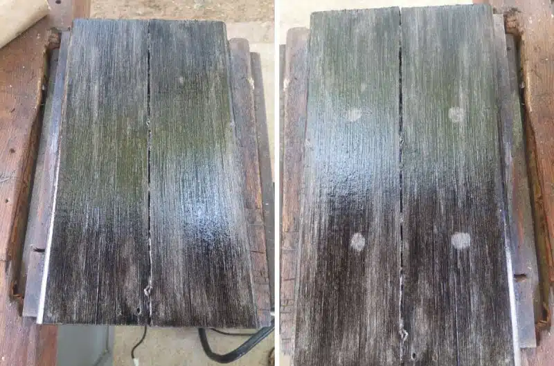 Stain and seal the wood and mark where the bath should go