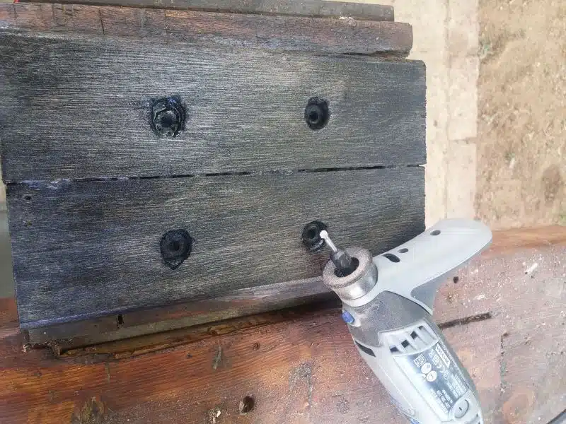 Drill four holes and sand smooth