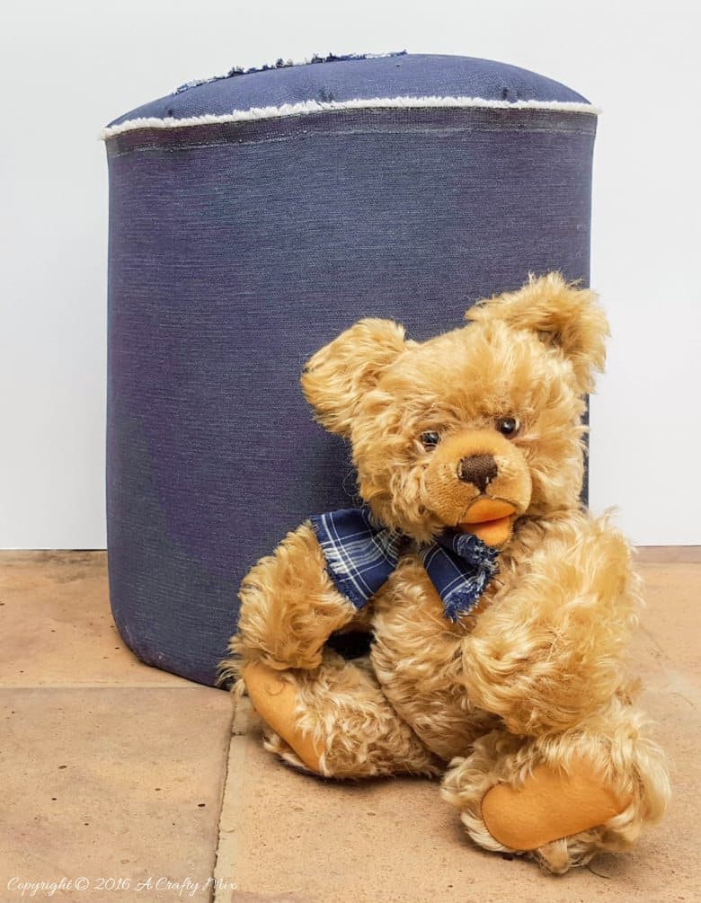 If you have a whole bunch of plastic bottles, don't throw them out until you see this upcycling tutorial. We'll show you how easy it is to repurpose them and make a no-sew pouffe or ottoman. #ACraftyMix