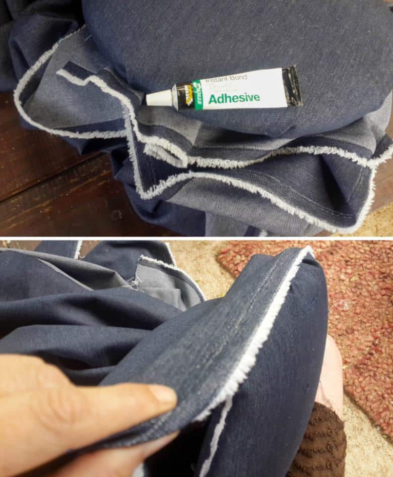 Use fabric glue to glue the outer cover around the seat