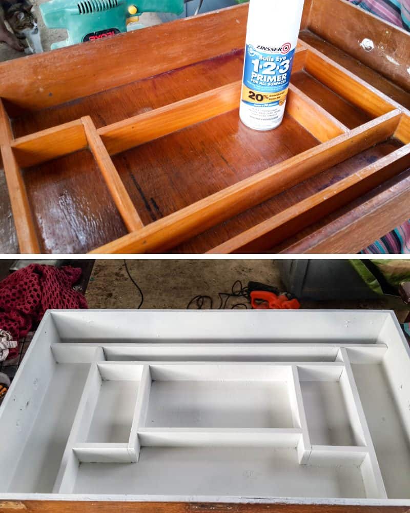 Clean and seal the inside of the fishing tackle box to prevent smells and bleed through