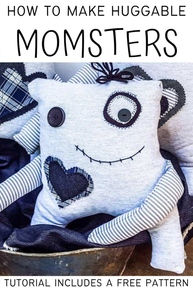 Make your own little Momster. Includes a free easy-to-sew pattern and lots of ideas to customize their little faces. #sewing #momster #ACraftyMix #freepattern