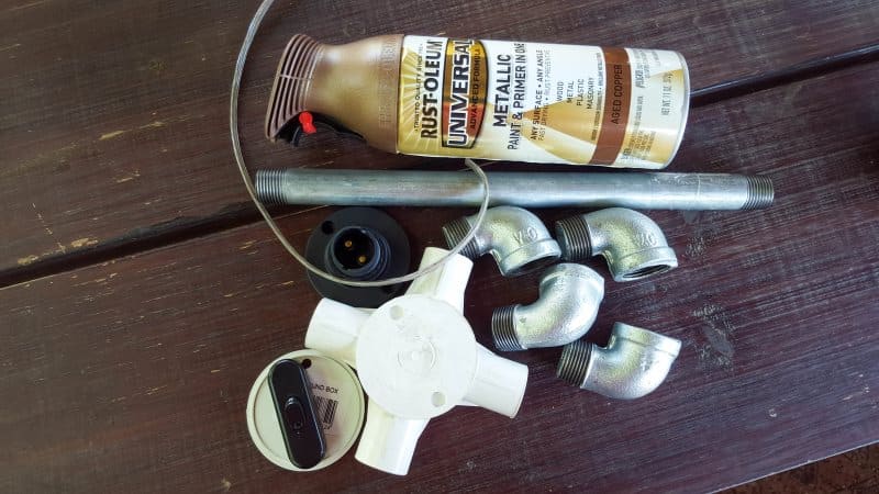 For the base of the license plate lamp you'll need various pipes and connectors