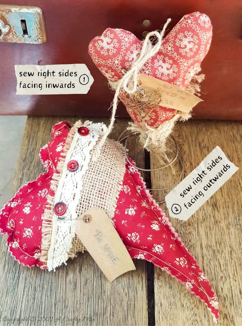 Options to sew the primitive hearts together