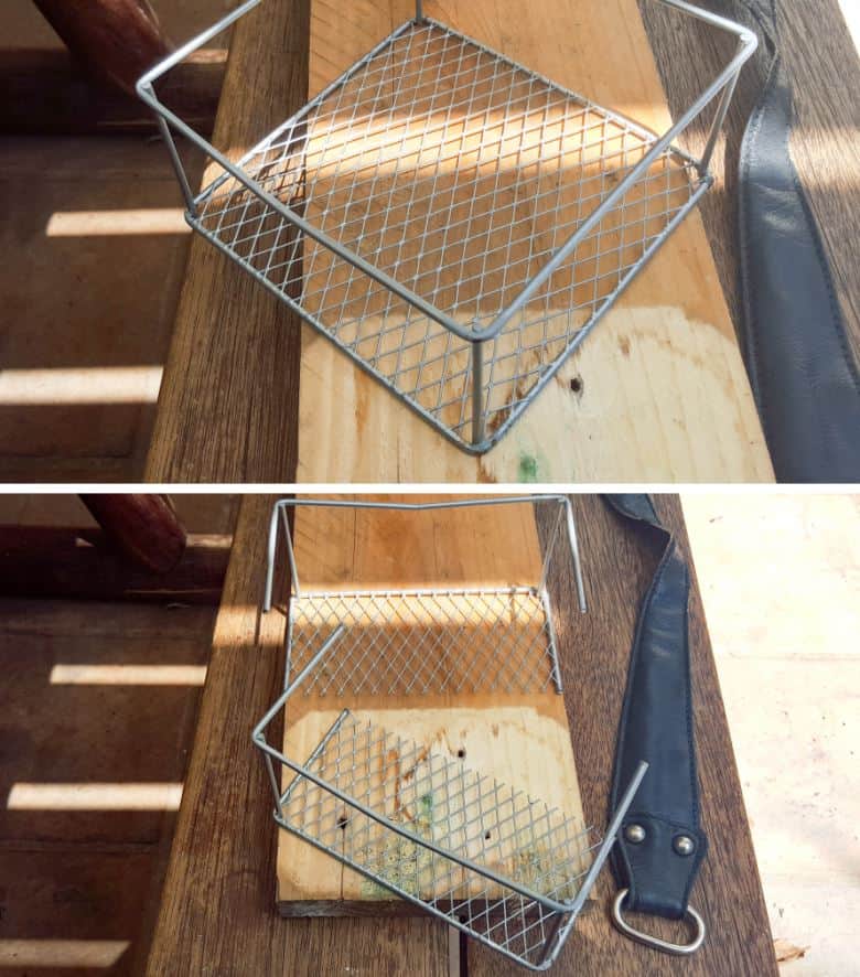 Cut the wire basket in half