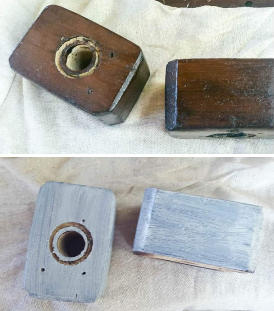 brown stain followed by white