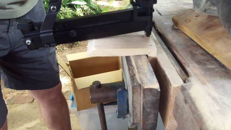 Put the v shape in a vice and use a nail gun to join the pieces