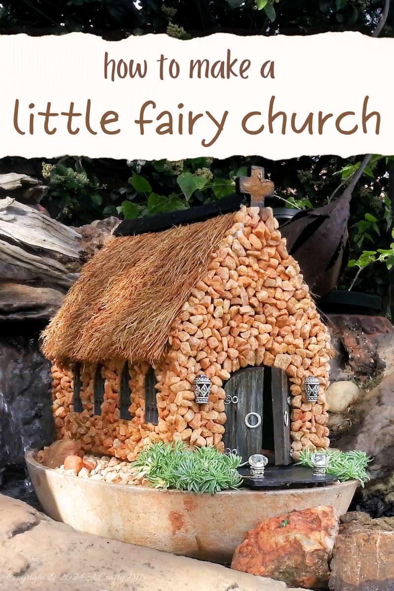 A beautiful addition to a fairy garden. This miniature church was made from a wooden tissue box and coconut fibre. We'll show you how it's done
