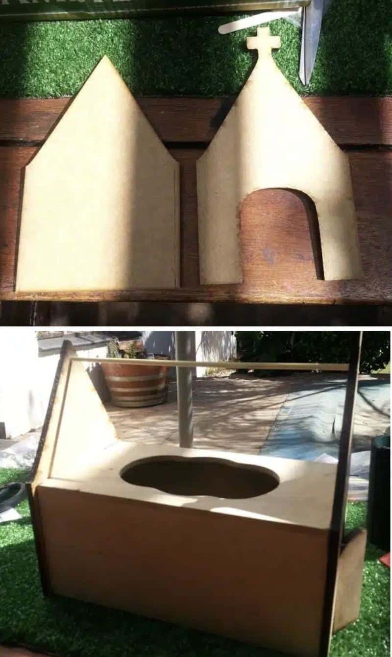 Adding a church cutout to a wooden tissue box