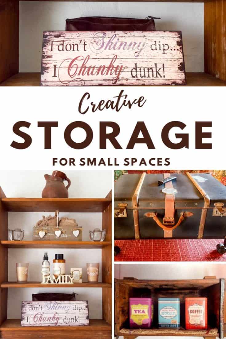 When you don't have a lot of space you need to get creative to create dual function storage pieces.  #StorageSolutions #SmallSpace #CreativeStorage #ACraftyMix