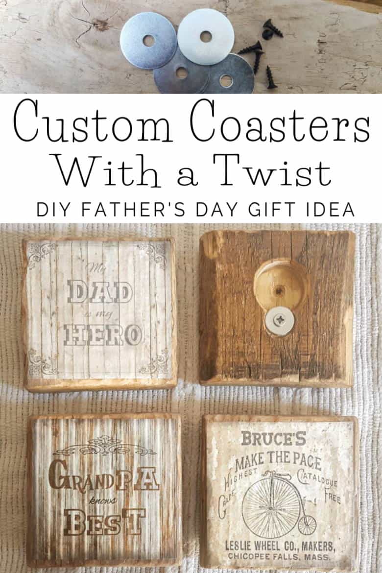Easy Father's Day DIY gift idea - Custom coaster with a twist that double up as bottle openers. #giftidea #fathersday #ACraftyMix #palletrepurpose