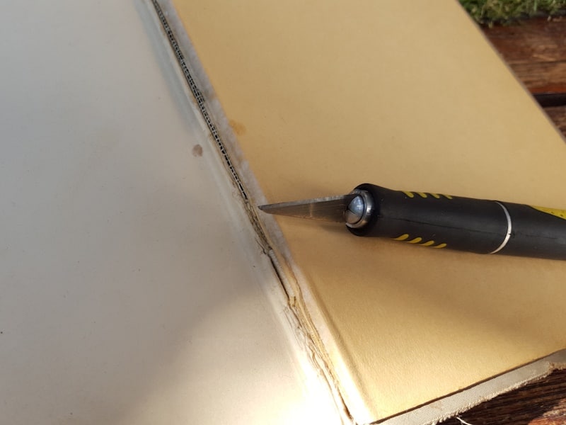 Use a sharp craft knife to remove the book pages