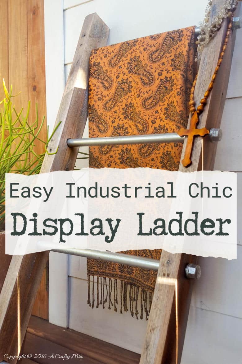 A throw and a little plant make a lovely statement on this easy to make industrial chic display ladder.