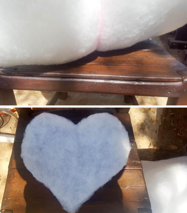Measure an cut out a heart shape from the batting