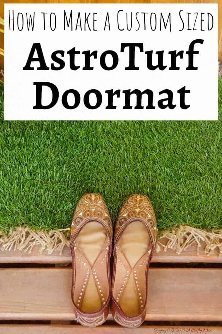 When you can't find a doormat that's the right size for your patio, make your own with AstroTurf #DIYDoormat #CustomDoorMat #ACRaftyMix #OutdoorDoorMat #AstroTurfDoormat #DoormatTutorial