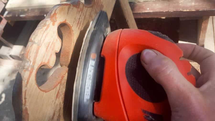 Use a mouse sander to get into all the detailed and difficult areas