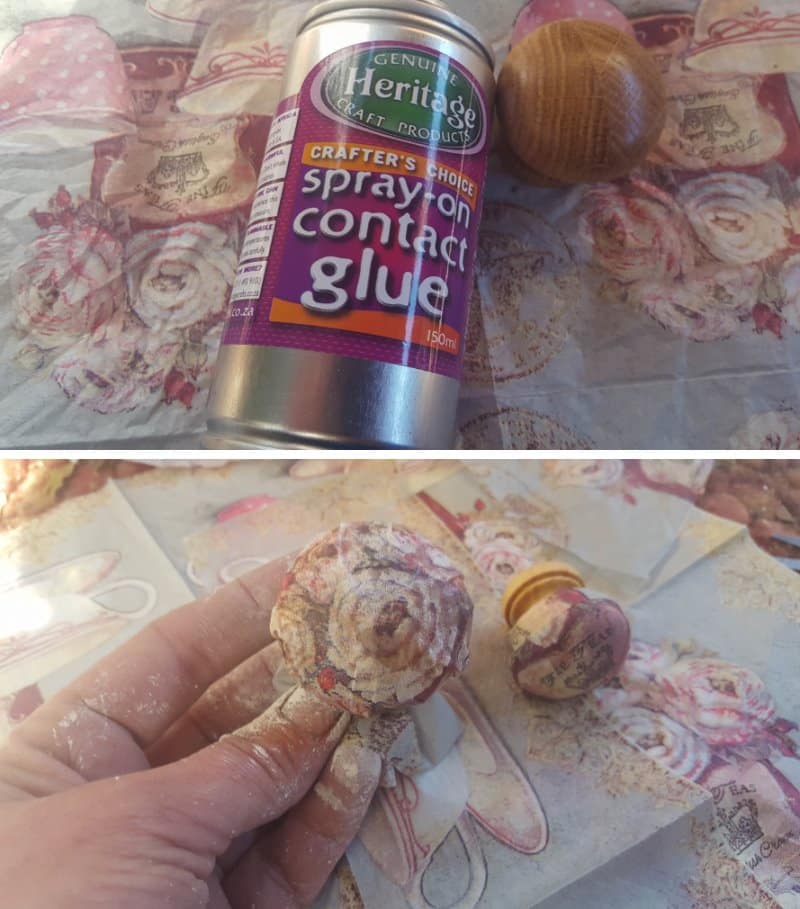 Upcycled doorknobs using napkins