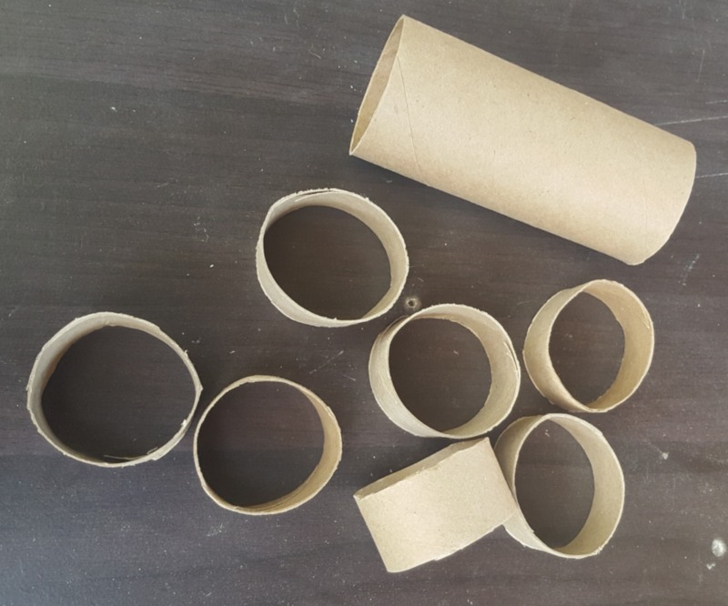 Cut the cardboard roll into sections