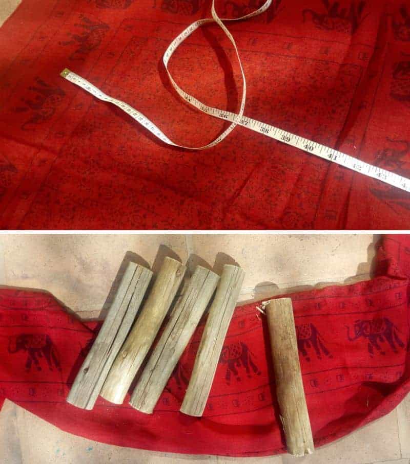 Measure your scarf and determine the width of the shelf #scarfshelf #scarfupcycle #acraftymix #uniqueshelf #bohoshelf #roundwalls #DIYShelf