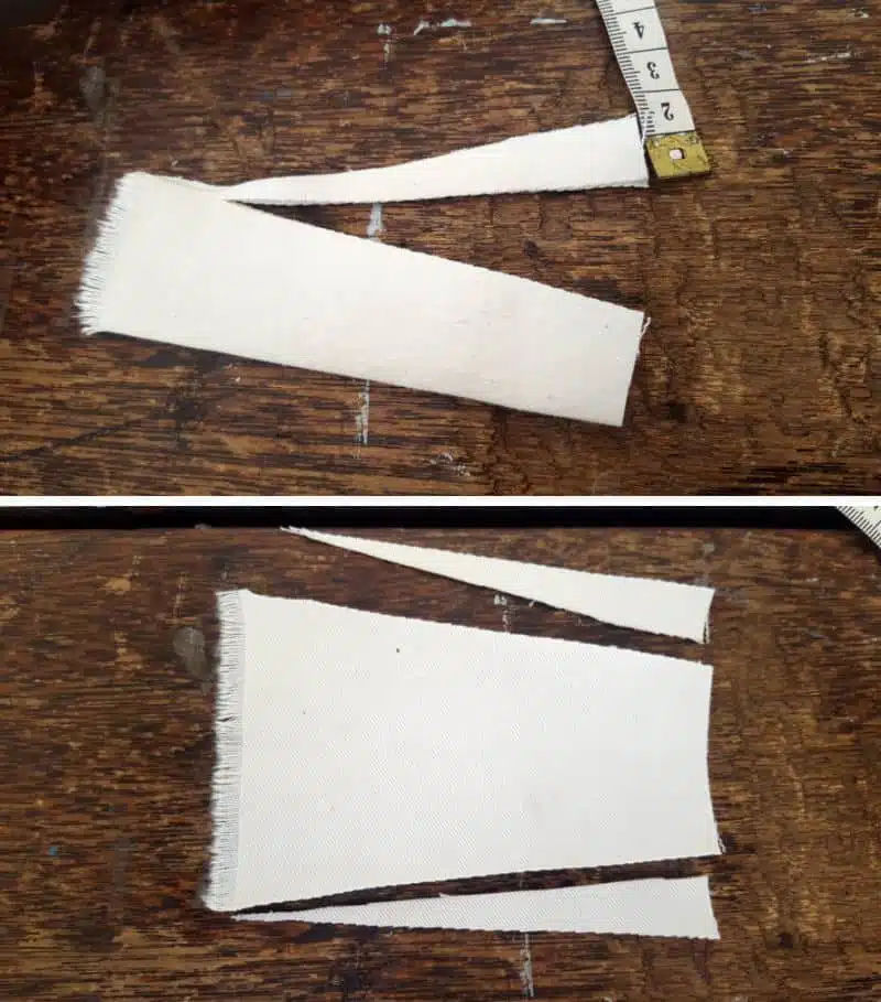 Fold the piece of fabric in half lengthwise and trim the edges