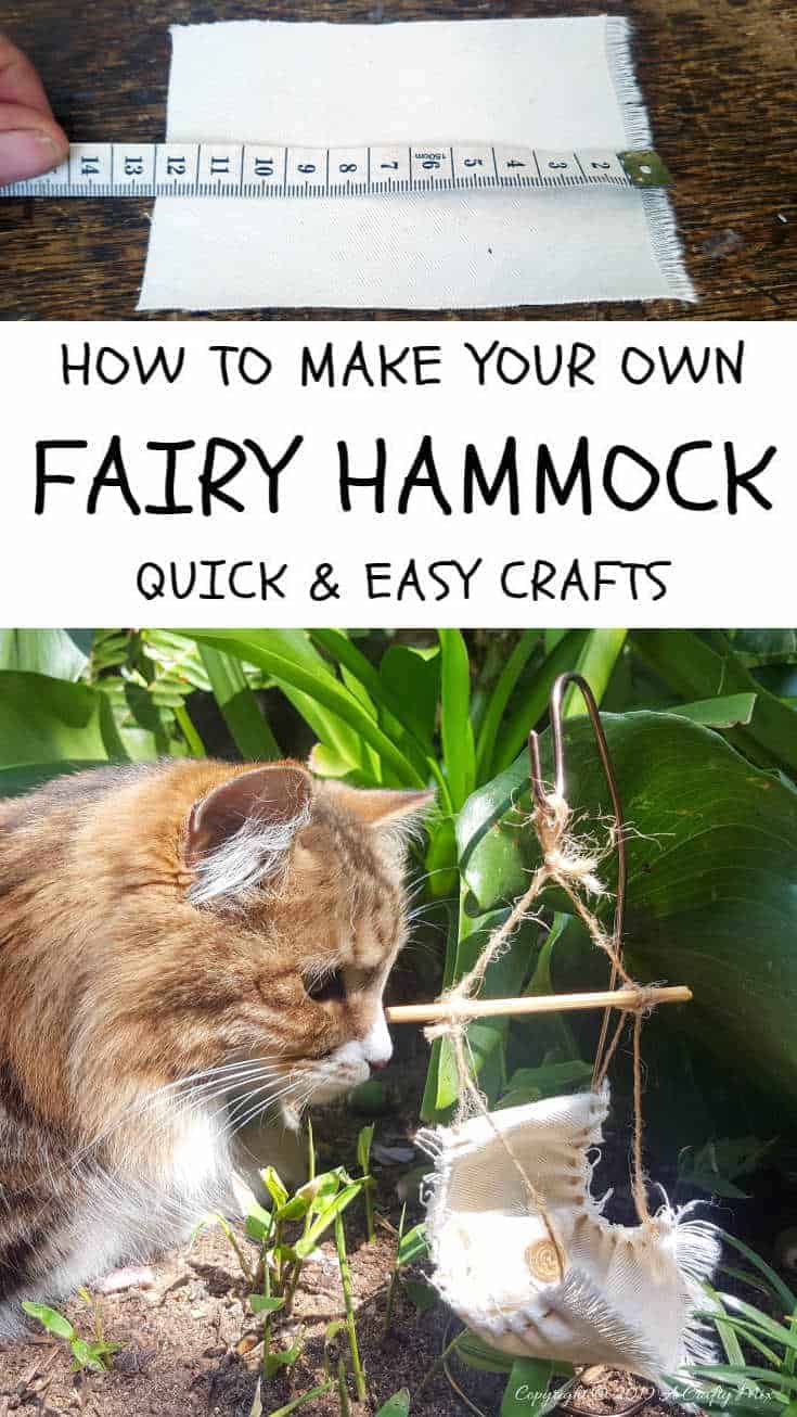 Make a fairy hammock and spoil those fae folk - Quick and Easy DIY with full tutorial on the blog #fairygarden #quickandeasycrafts #fairycraft #fairyhammock #10minutecraft