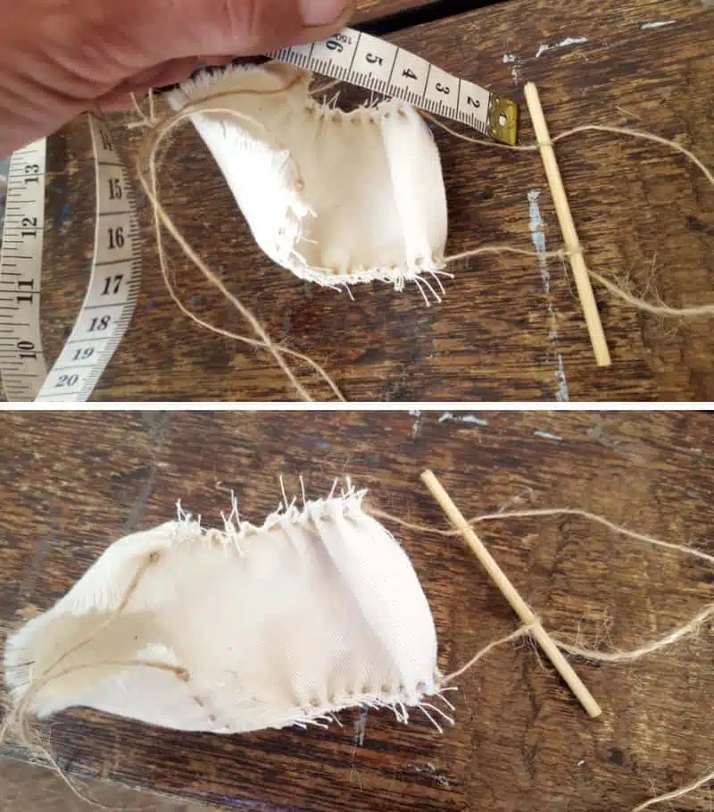 Knot the top string around the skewer
