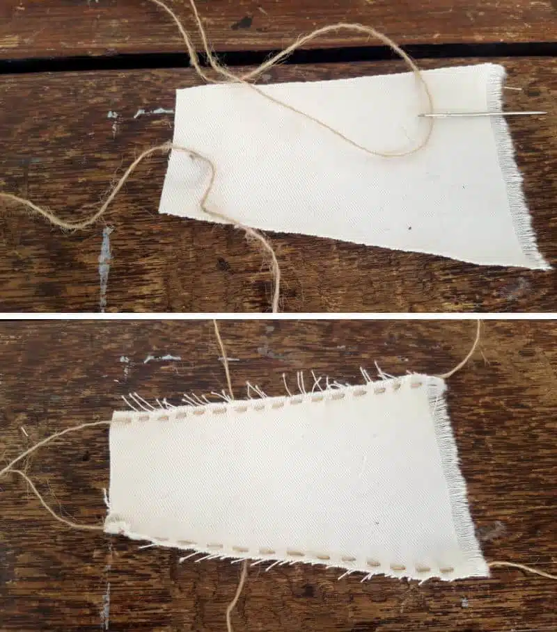 Hand sew along the outside edges of the fabric