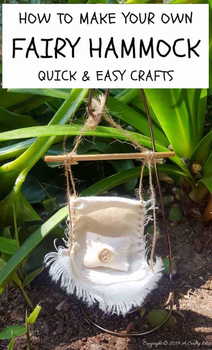 Make a fairy hammock and spoil those fae folk - Quick and Easy DIY with full tutorial on the blog #fairygarden #quickandeasycrafts #fairycraft #fairyhammock #10minutecraft