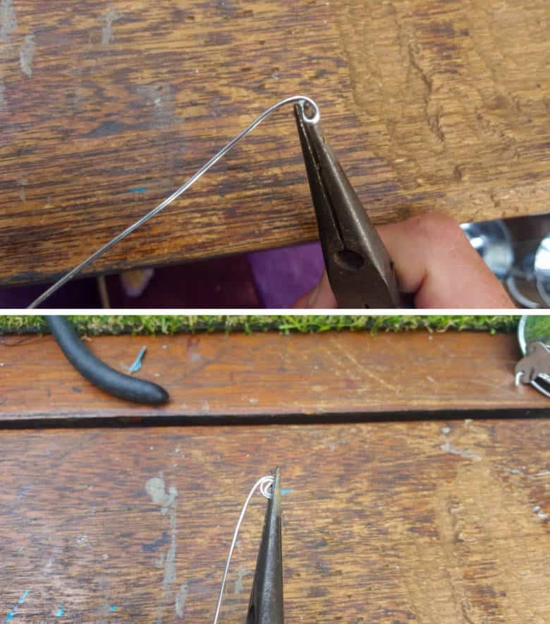 Use your needle nose pliers to make a small loop. Twist the wire around the loop
