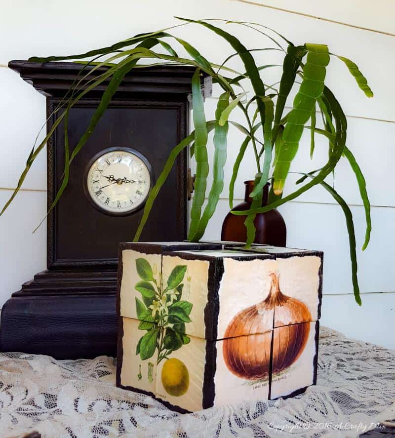 How to make a 3D Block puzzle from scrap wood. Fun, easy and customizable to suit any decor style. #DIYPuzzle #DIYDecor #PalletProjects #ACraftyMix #WoodOffCuts