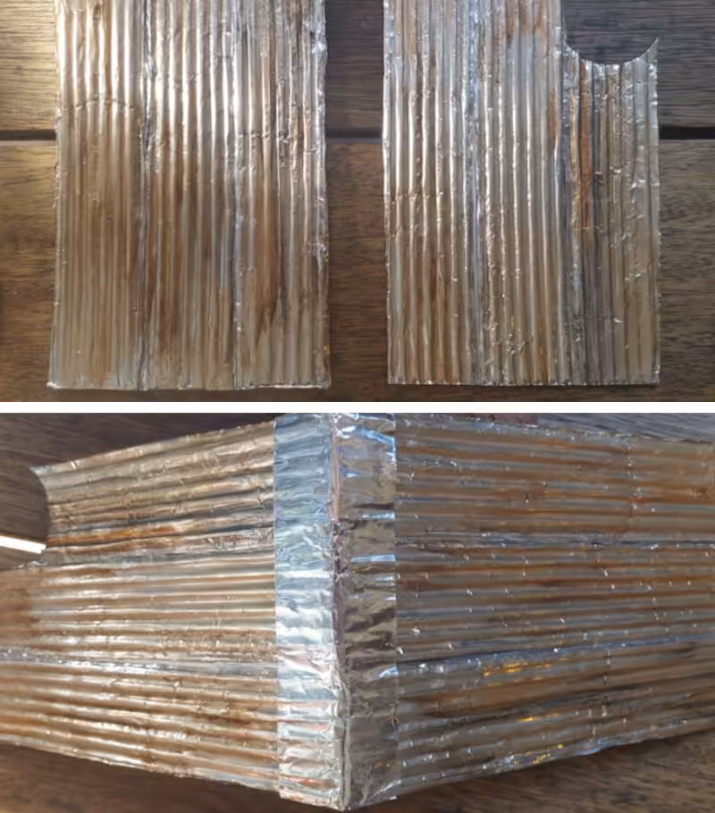 Join the aluminium cardboard strip together to make a fairy roof