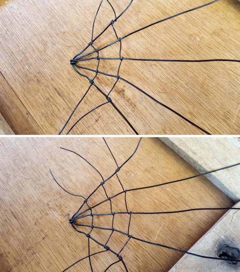 Use the thinner wire to connect the base strands together and create a web effect