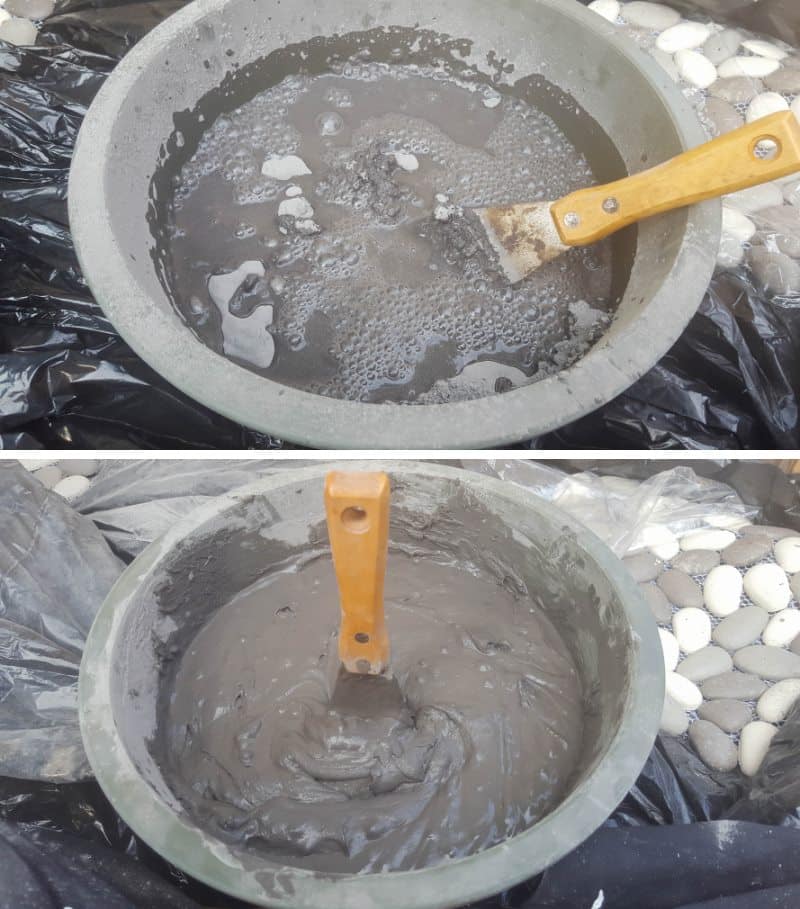 Mix the grout or mortar according to the manufacturer's instructions. It should look like thick, smooth butter when you're done