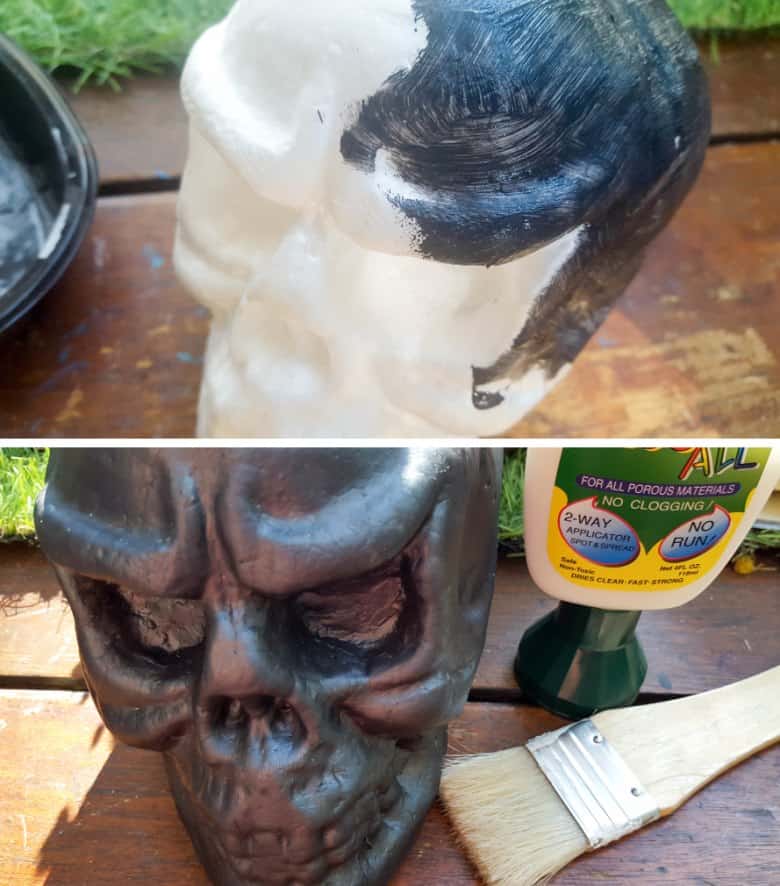 Paint the Styrofoam skull black