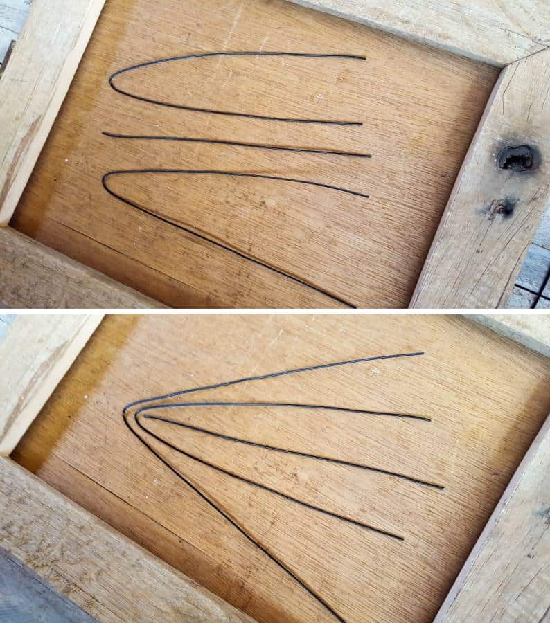 Cut 4 longer pieces of jewelry wire and one that's a little more than half the size of the others