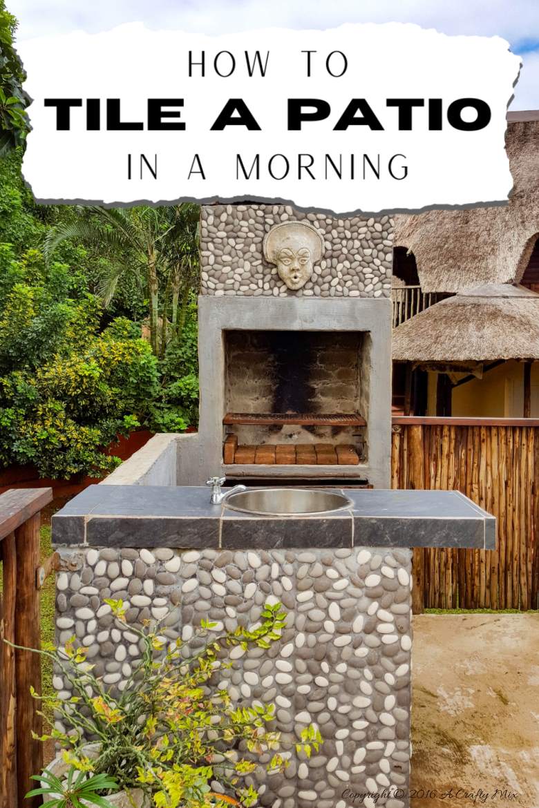 This step-by0step tutorial will show you how to tile a patio in a morning with out any fancy tools. Get the full "how to" at a Crafty Mix