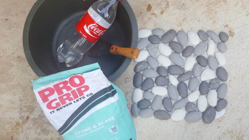 What we used to tile the patio wall