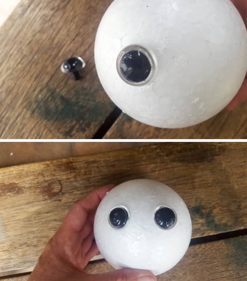 Insert the large teddy bear eyes