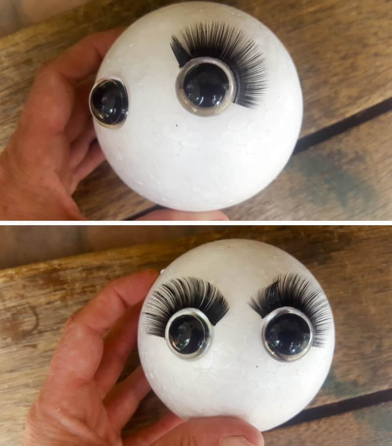 Glue on a pair of false eyelashes