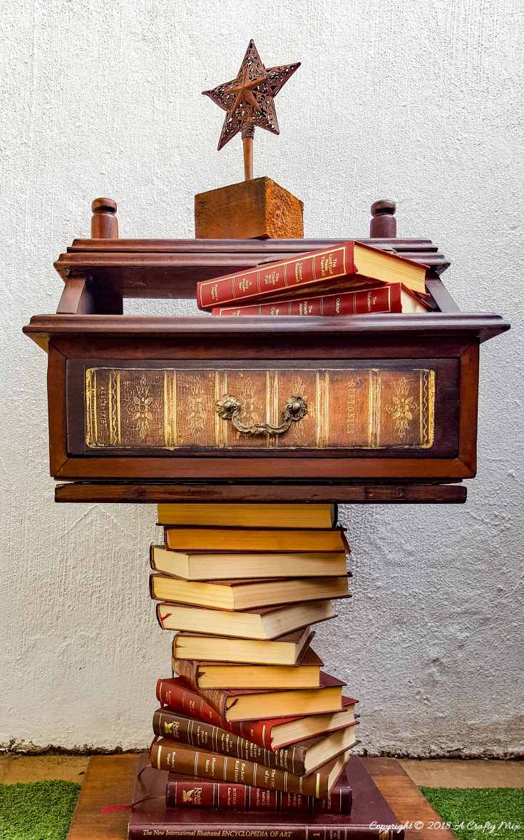 If you don't have the legs for a broken something you can always use books instead #repurposedbooks #DIYHomeDecor #SideTable #DIYTutorial