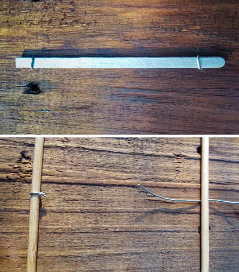 Use wire to attach the skewer and branch slice wheels to the platform